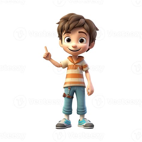 3d Happy Cartoon Boy On Transparent Background Generative Ai 24346391 Png