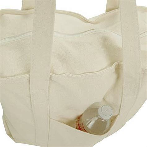 22 Heavy Duty Cotton Canvas Tote Bag Zippered Natural 313108948946