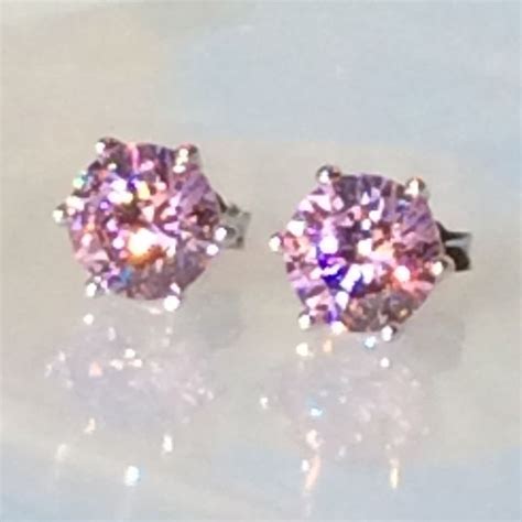 Pink Diamond Earrings Simulated Pink Diamond Stud Earrings Etsy