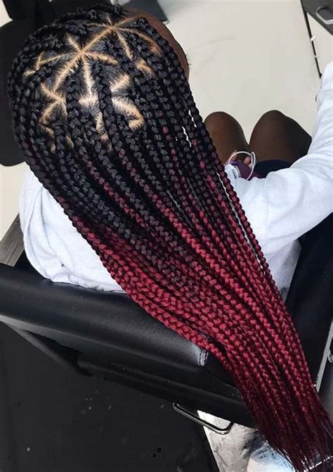 Ombre red and black braids hairstyles. 23 Trendy Ways to Wear Individual Braids This Season ...