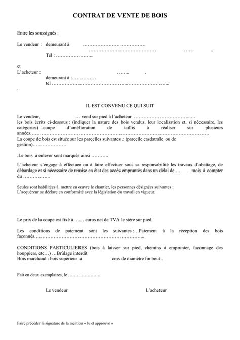 Modelé de contrat de vente de bois DOC PDF page sur