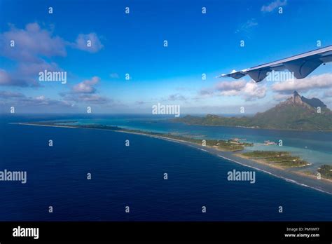 Bora Bora Island French Polynesia Aerial Airplane View Panorama