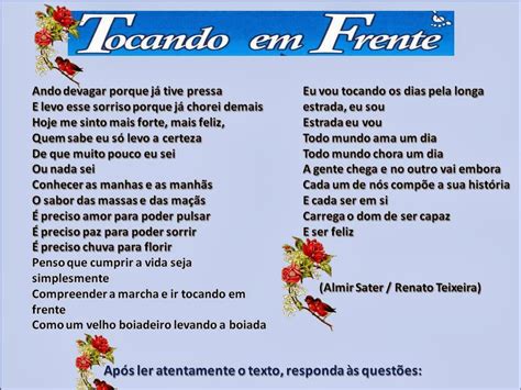 Interpretação Da Musica Tocando Em Frente Com Gabarito