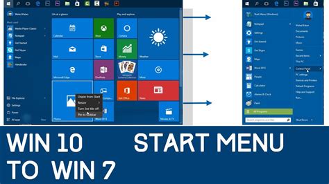 Windows 10 Start Menu To Windows 7 Start Menu Youtube