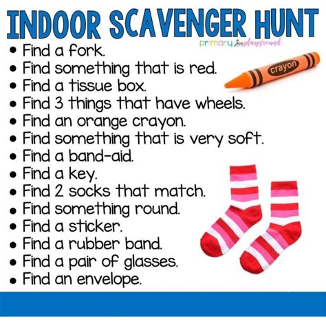 Try having kids find items only in their room, around here's a great scavenger hunt for a snow day or rainy afternoon. Indoor Scavenger Hunt - Families United Network