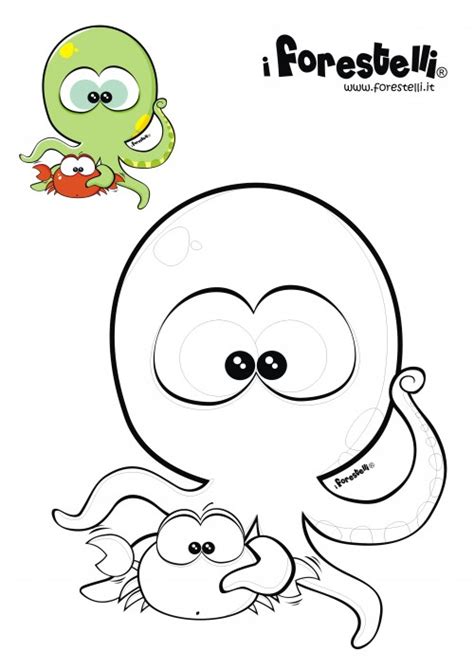 Una grande raccolta di disegni da colorare adatti ai bimbi più piccoli. Disegni da colorare: il polipo e il granchio