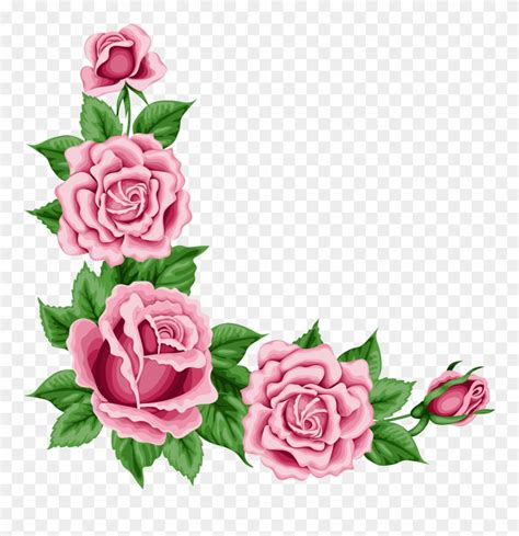Download Pink Rose Clipart Flower Corner Rose Corner Border Png