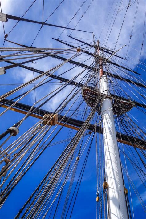 Old Ship Mast And Sail Ropes Closeup Stock Image Image Of Greenwich