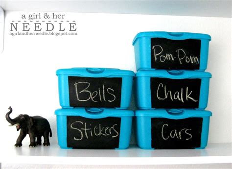 A Girl And Her Needle Chalkboard Storage Tubs From Upcycled Wipes Baby