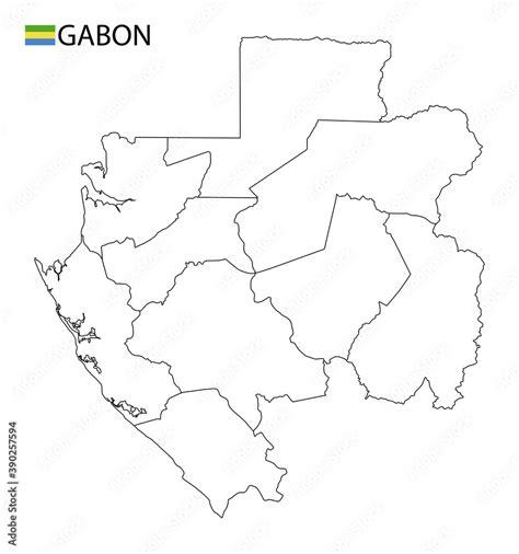 Gabon Map Black And White Detailed Outline Regions Of The Country