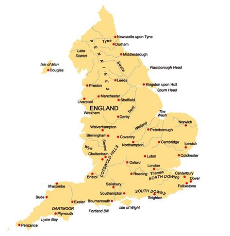 Map of england and wales. England Karte Städte im England Reiseführer http://www ...