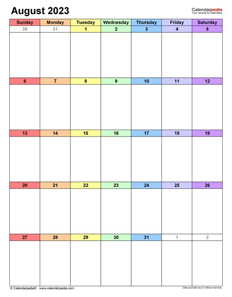 Printable August 2023 Calendar Printable Template Calendar