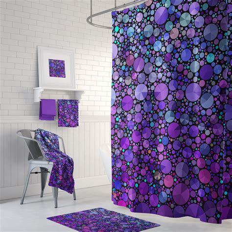 Purple Circles Shower Curtain Set Modern Purple Design Etsy