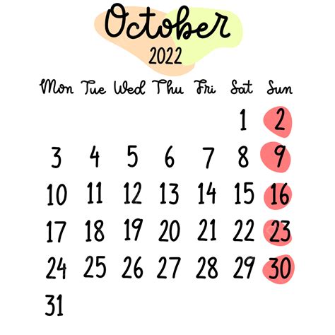 Handlettering October 2022 Calender October 2022 Calendar Png