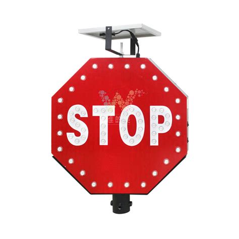New Aluminum Stop Sign Board Solar Power Traffic Sign Wide Way
