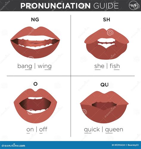 English Language Pronunciation Visual Guide Stock Vector Illustration