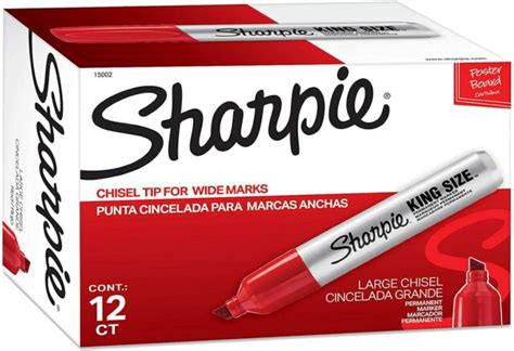 15002 Sharpie King Size Permanent Marker Chisel Tip Red Ink Box Of