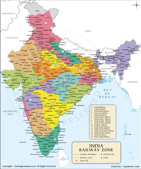 16 Railway Zones Of India In Map
