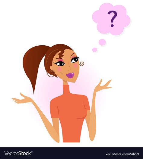 Confused Woman With Question Royalty Free Vector Image
