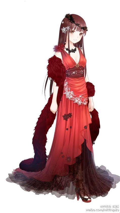 Anime Girl Wearing Red Dress