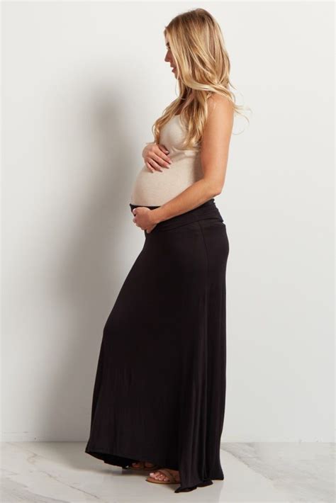 Black Basic Maternity Maxi Skirt Maternity Maxi Skirts Maternity Maxi Maxi Skirt