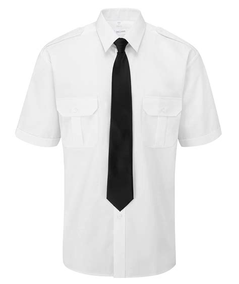 White Polyestercotton Short Sleeve Pilot Shirt Miller Rayner