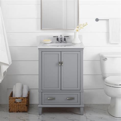 Dorel Living Otum 24 Inch Bathroom Vanity With Sink Gray Wood