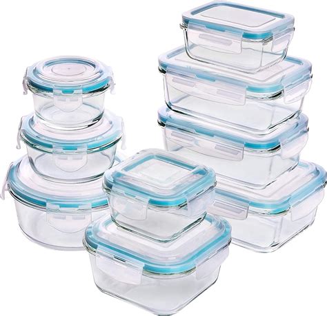 Utopia Kitchen Glass Food Storage Container Set 18 Pieces 9 Containers And 9 Lids