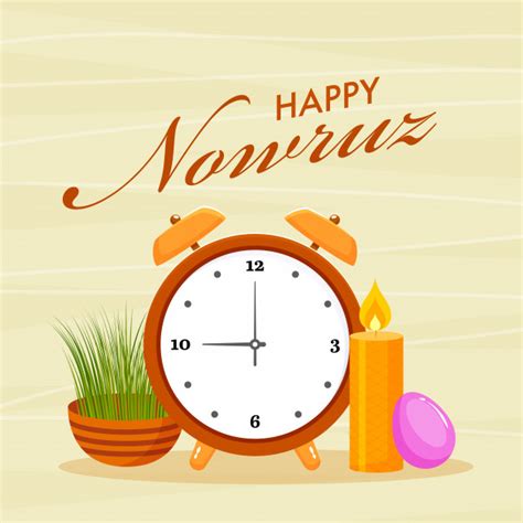 You can use this font for both personal & commercial. Happy nowruz font with alarm clock, egg, illuminated ...