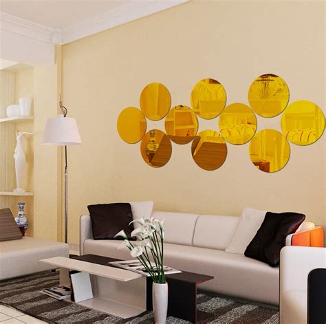 8pcsset 3d Round Mirror Stickers Acrylic Crystal Wall Stickers
