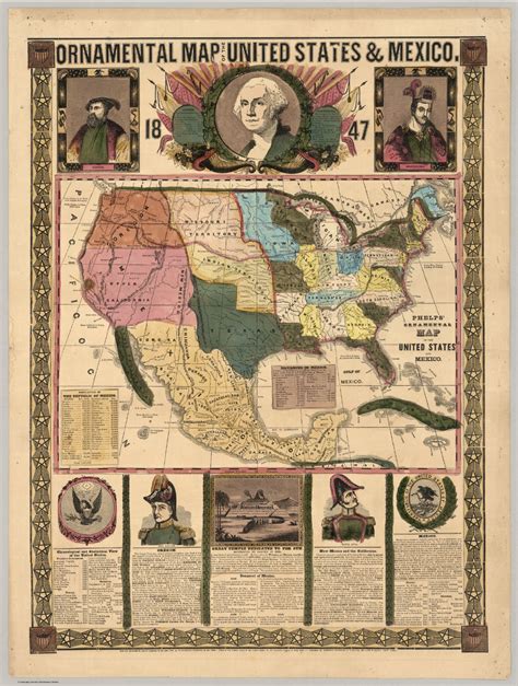 Ornamental Map Of The United States And Mexico 1847 David Rumsey