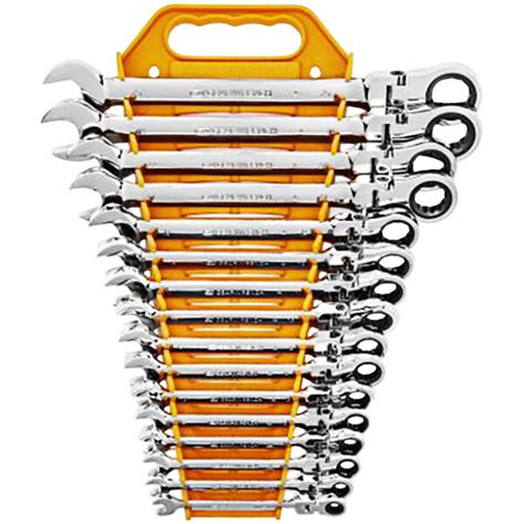 Gearwrench 16 Piece 72 Tooth 12 Point Flex Head Ratcheting Metric Combination Wrench Set 9902d