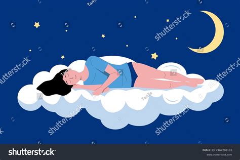 Sleeping Person Illustration Cartoon Sleeping Dreaming Stock Vector