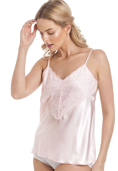 Satin Lingerie Pyjamas Luxury Lace Camisole Cami French Knickers PJs