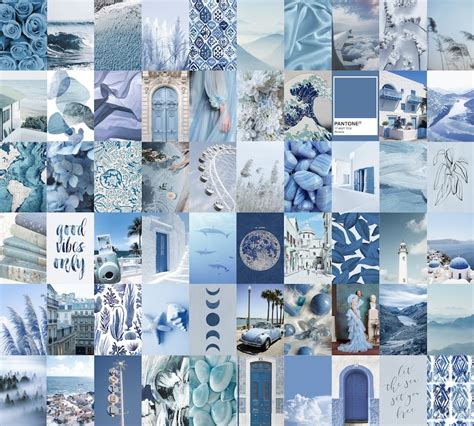 Blue Wall Collage Kit Blue Aesthetic Collage Kit Printable Etsy