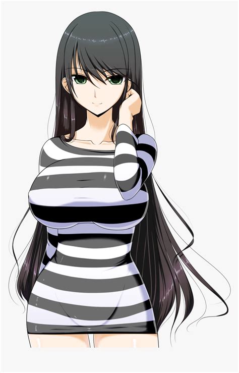 Busty Anime Girl With Black Hair Hd Png Download Kindpng