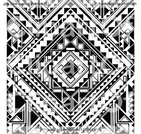 Clipart Of A Background Of Black And White Geometric Shapes Royalty