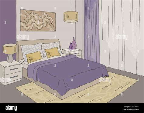 Bedroom Graphic Color Home Interior Sketch Illustration Vector Stock