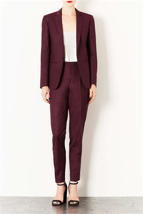 Lyst Topshop Modern Tailoring Tailored Suit Blazer In Red