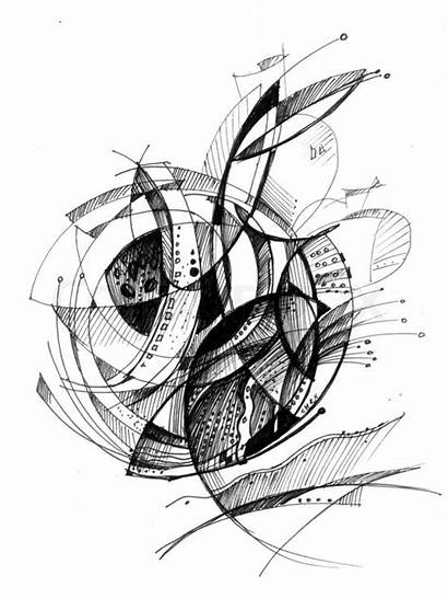 Abstract Drawing Ink Unusual Apple Spiral Pencil