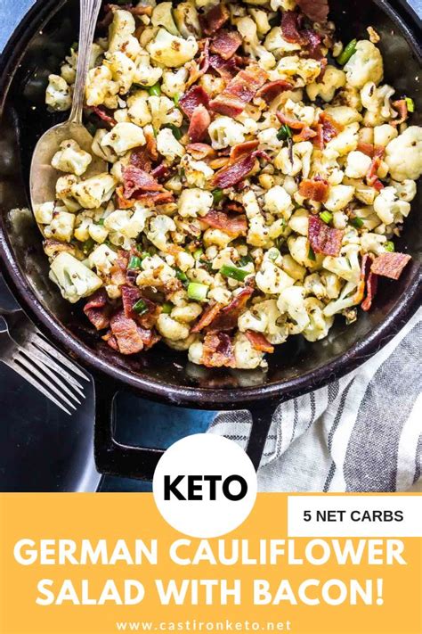 Remove from pan and add to broccoli, set aside. Keto German Cauliflower Salad | Recipe | Low carb side ...