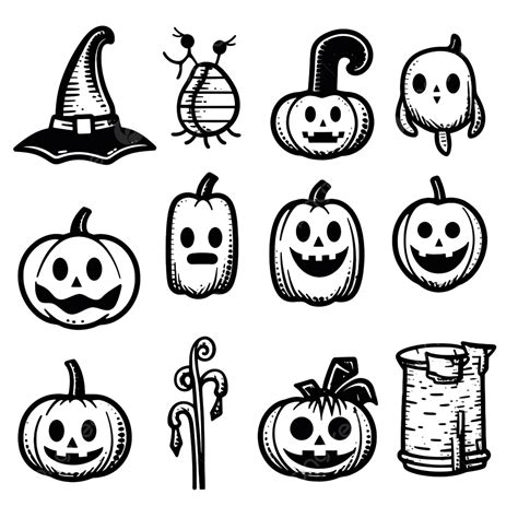 Hand Drawn Set Of Halloween Objects Character Elements Vector