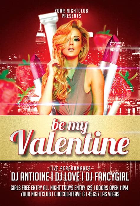 Flyers para san valentín y el día de los enamorados. Free Be My Valentine Flyer Template - Download Free PSD ...