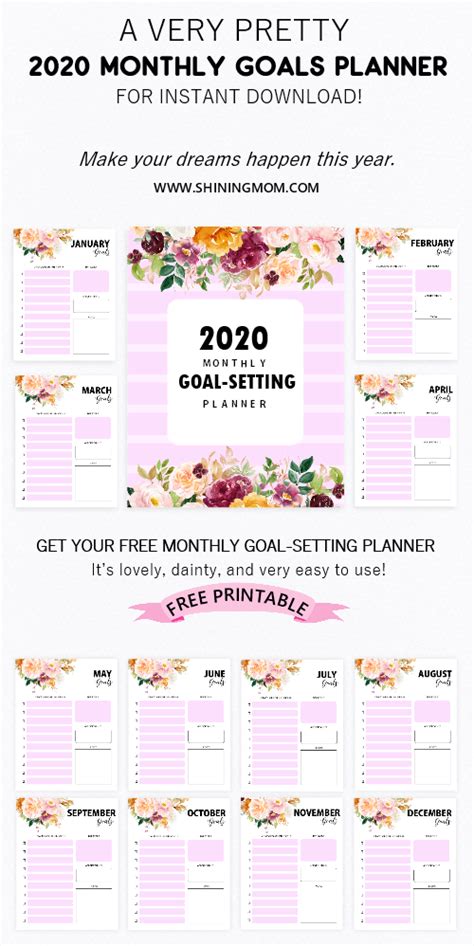 Free Printable 2020 Monthly Goals Planner Laptrinhx News