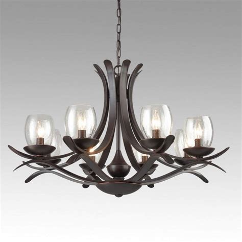 Alania Rustic Bronze Dining Room Chandelier with Seeded Glass Äì 8