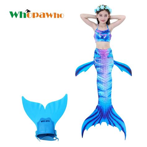 2018 Newchildren Mermaid Tail Mermaid Swimming Flipper For Girls
