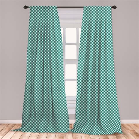 Teal Curtains 2 Panels Set Polka Dotted Pattern Traditional Style