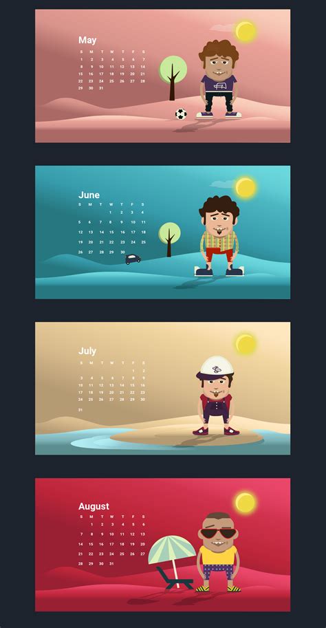 12 Free Illustrations For 2016 Year Monthly Calendar On Behance Free