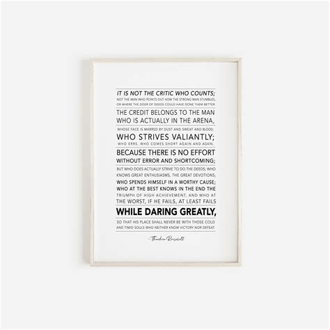 Theodore Roosevelt Daring Greatly Printable Quote Wall Art Etsy