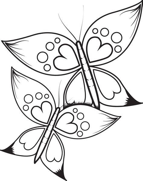 Printable Butterflies With Heart Wings Coloring Page For Kids Supplyme